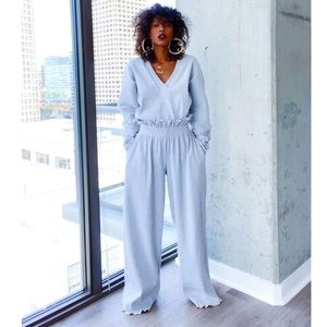 Sammy B’s set - Kammy Ribbed VNeck & Kenny Wide Leg Pants